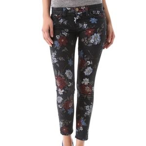 Current/Elliott 'The Stiletto' Black Wild Flower Skinny Jeans